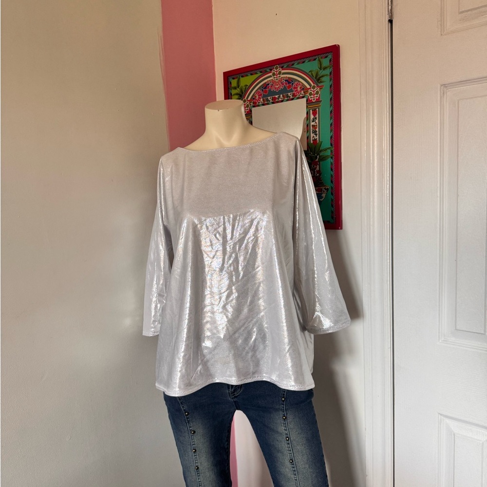 Elegant Silver Women's Top